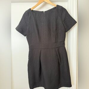 French Connection, Elegant Black Textured Dress, Size 8.